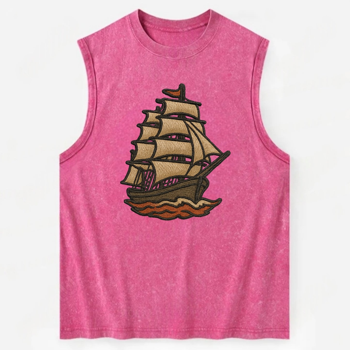 Sailing Ship  - Vintage Washed Tank - Pink