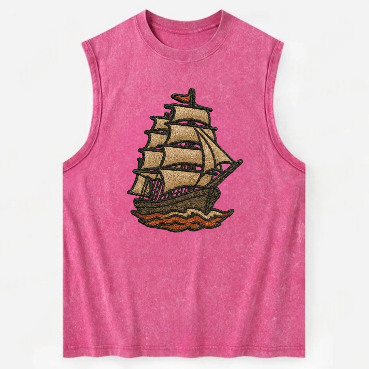 Sailing Ship  - Vintage Washed Tank - Pink