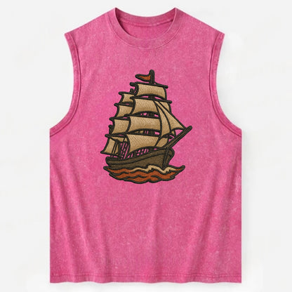 Sailing Ship  - Vintage Washed Tank - Pink