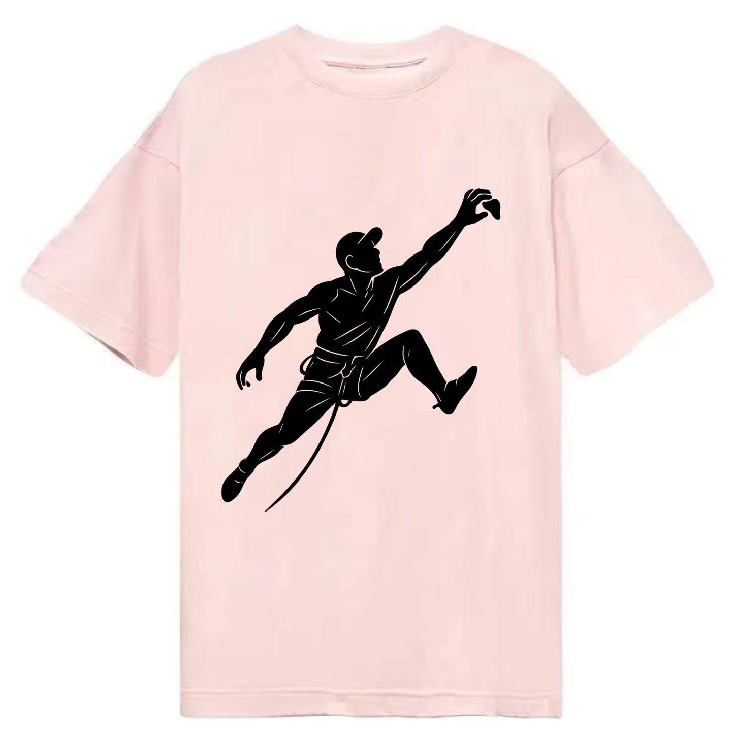 Rock wall climber reaching hold - Classic T-shirt - Pink