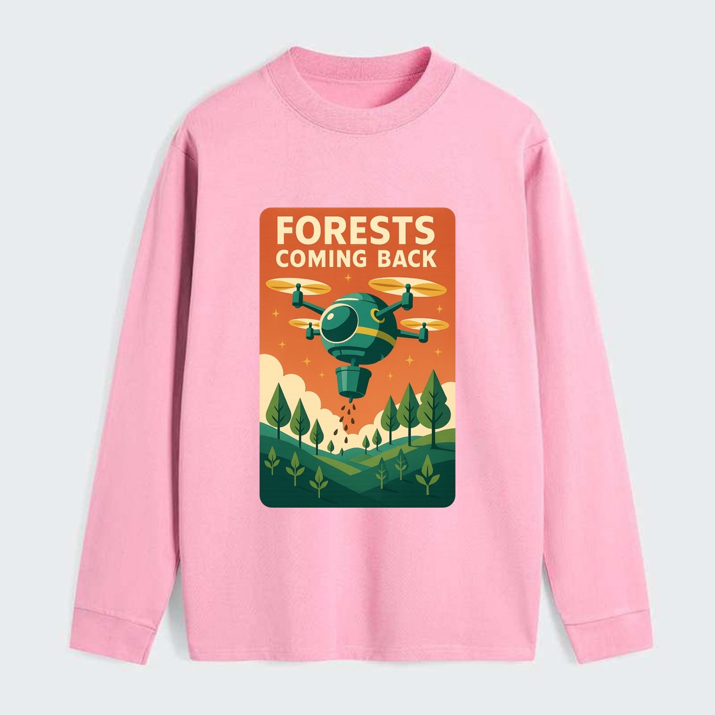 Reforestation drone planting millions of trees - "Forests Coming Back" - Classic Long Sleeve Shirt - Pink