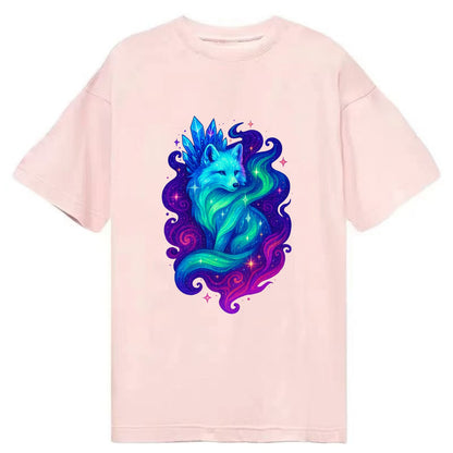 Ethereal arctic fox with fur that transforms into crystal formations, northern - Classic T-shirt - Pink