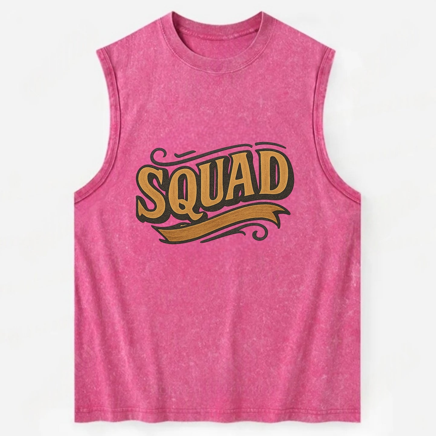 Bold typography design - "SQUAD" - your crew, your people - Vintage Washed Tank - Pink