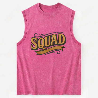 Bold typography design - "SQUAD" - your crew, your people - Vintage Washed Tank - Pink
