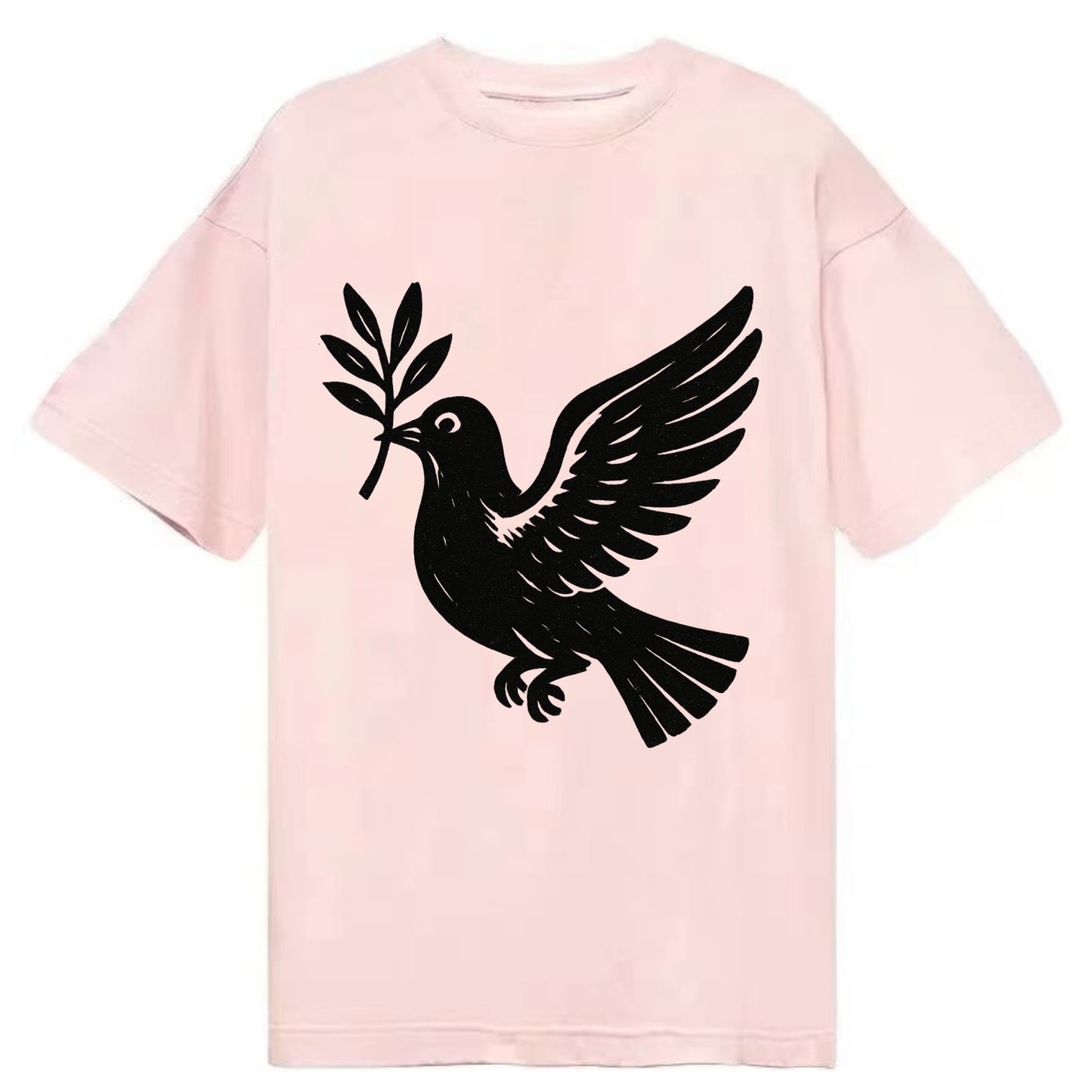 Dove carrying olive branch - peace movement ink painting - Classic T-shirt - Pink