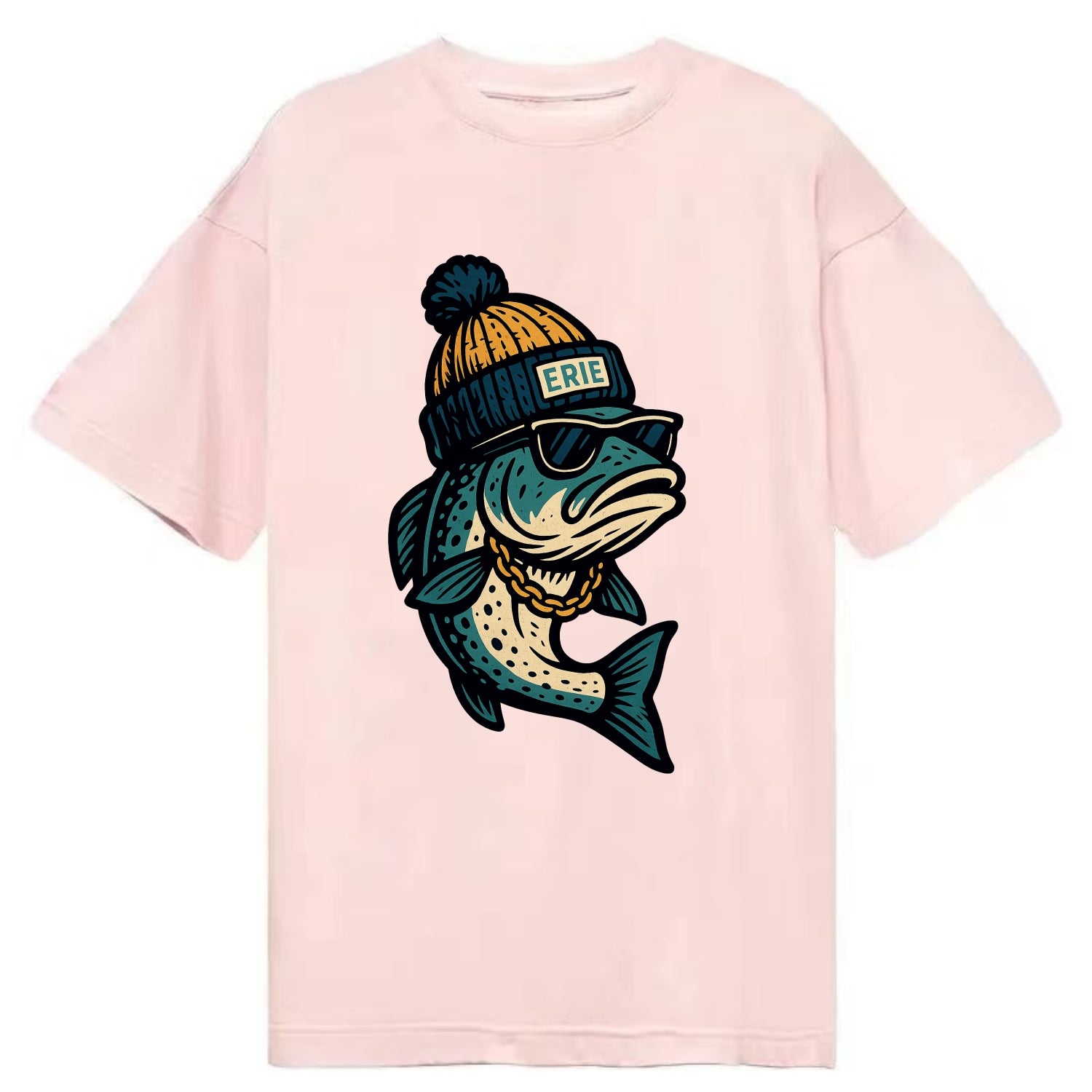 Erie Lake Trout wearing Erie beanie with - Classic T-shirt - Pink