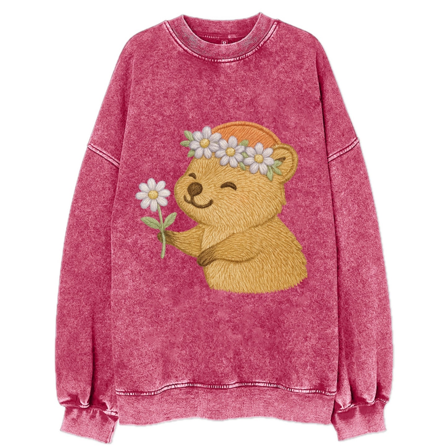 Quokka Daisy Chain - Vintage Sweatshirt - Pink