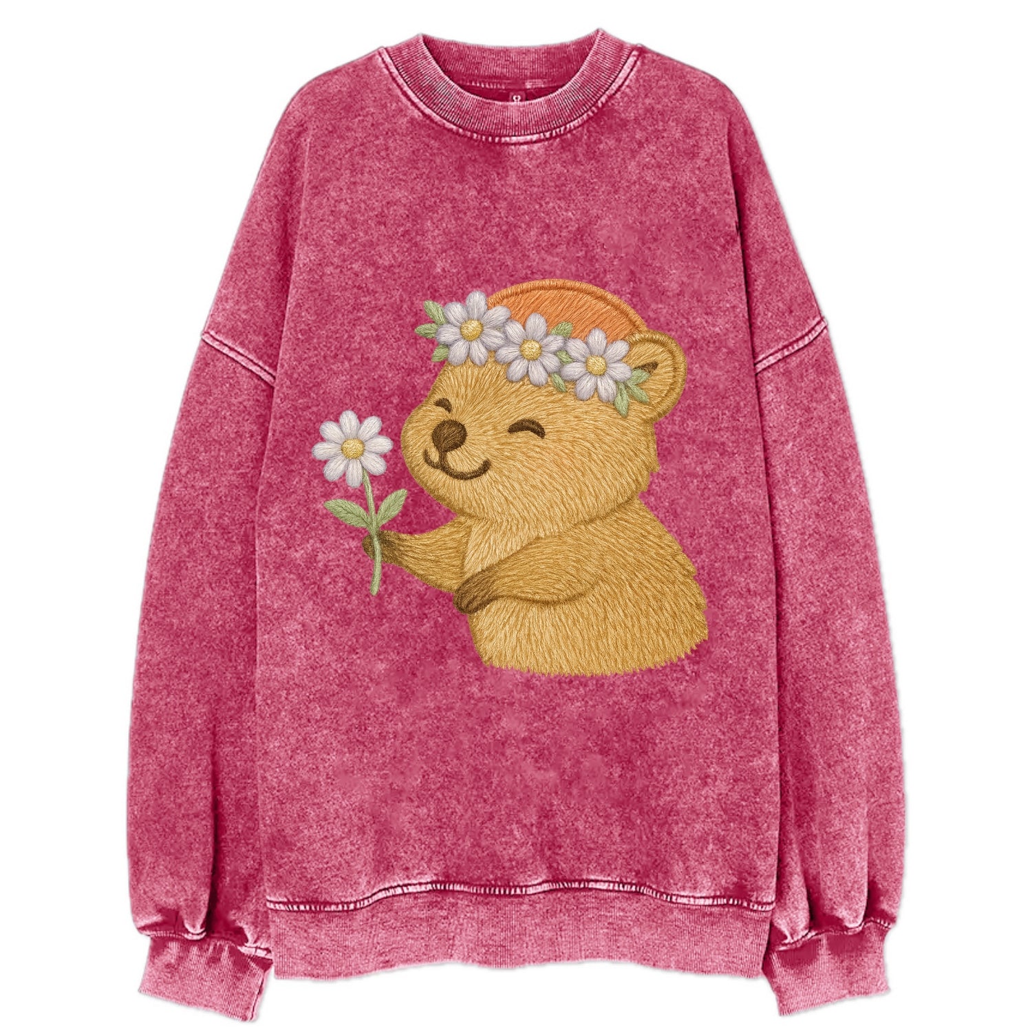 Quokka Daisy Chain - Vintage Sweatshirt - Pink