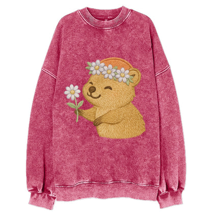 Quokka Daisy Chain - Vintage Sweatshirt - Pink