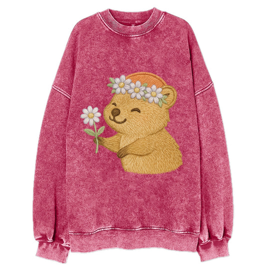 Quokka Daisy Chain - Vintage Sweatshirt - Pink