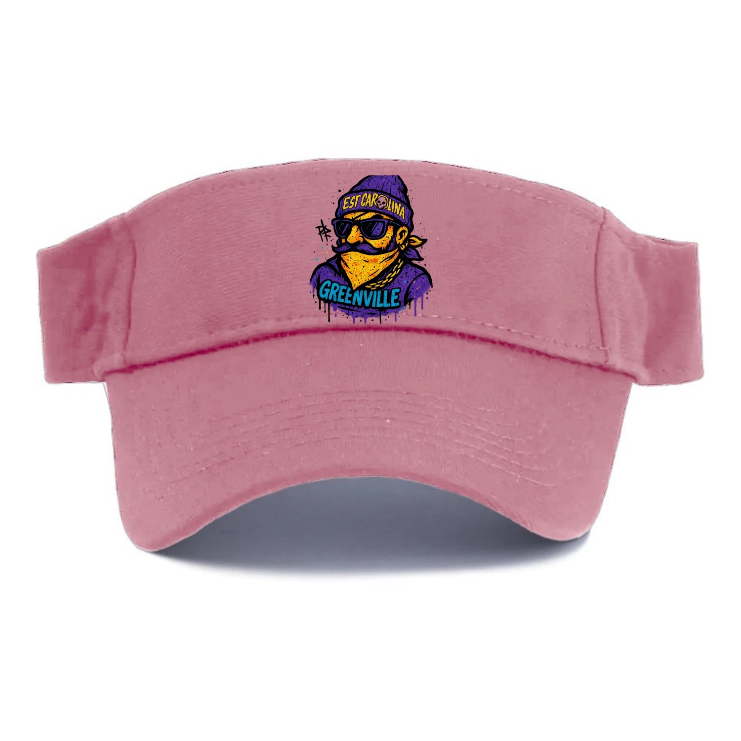 Greenville Pirate wearing East Carolina beanie with skull patch - Visor - Pink