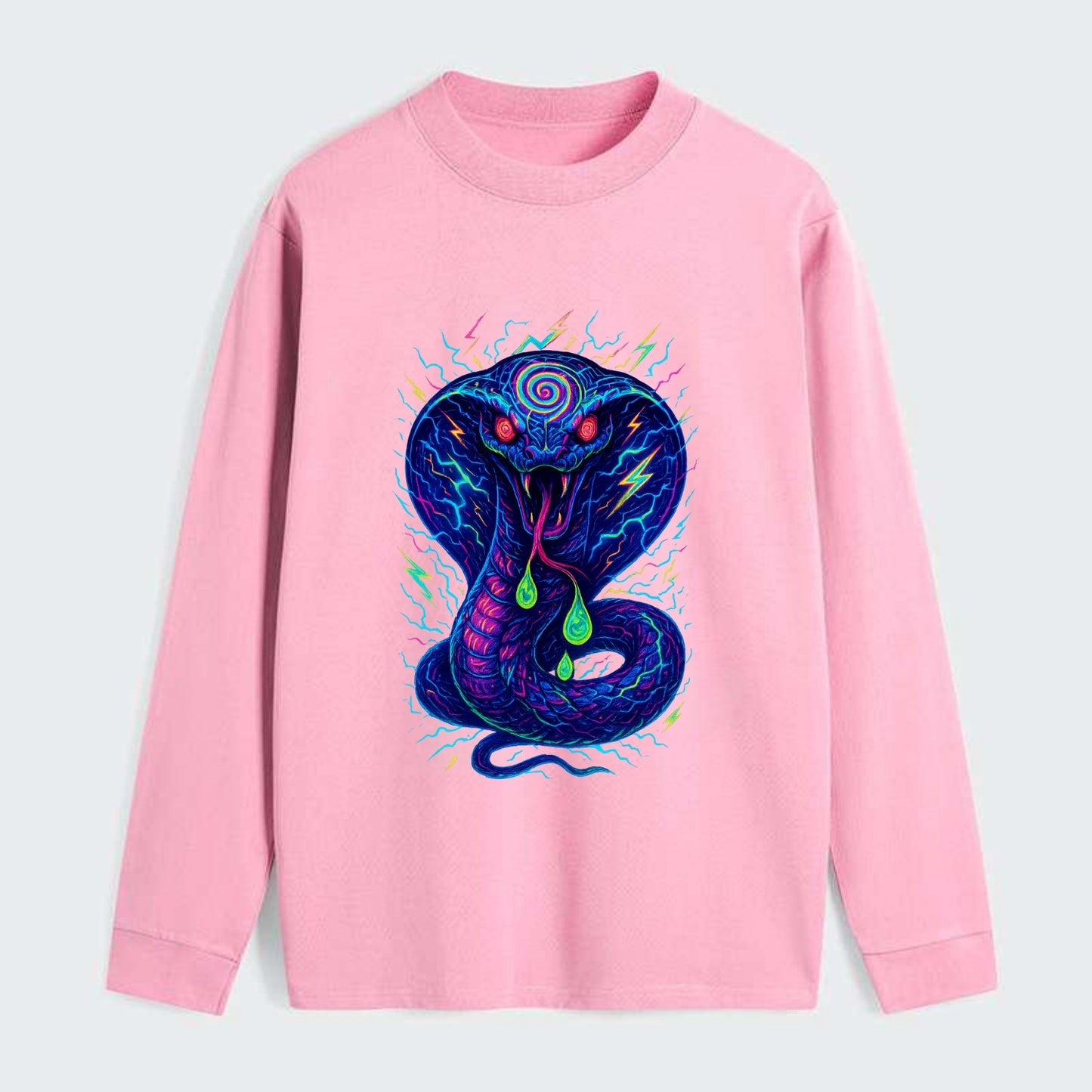 Mesmerizing cobra with hypnotic spiral patterns in the hood, scales - Classic Long Sleeve Shirt - Pink
