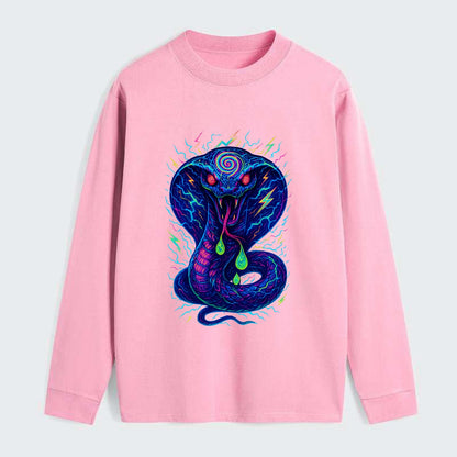 Mesmerizing cobra with hypnotic spiral patterns in the hood, scales - Classic Long Sleeve Shirt - Pink