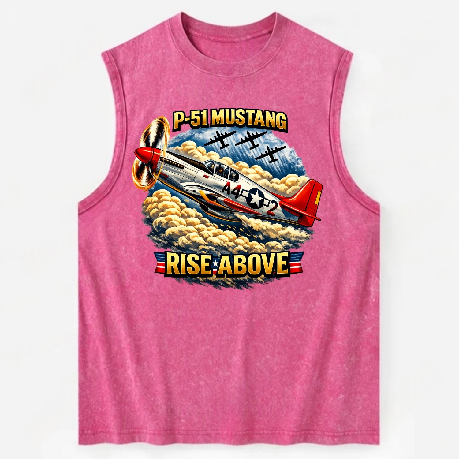 P 51 Mustang Rise Above - Vintage Washed Tank - Pink