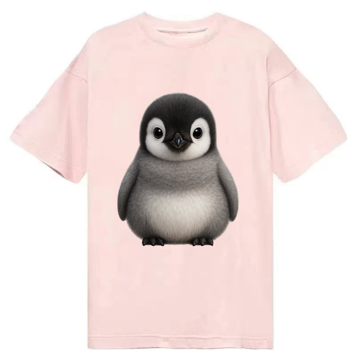 Baby Adelie Penguin - black and white, round body, curious eyes, front-facing, - Classic T-shirt - Pink