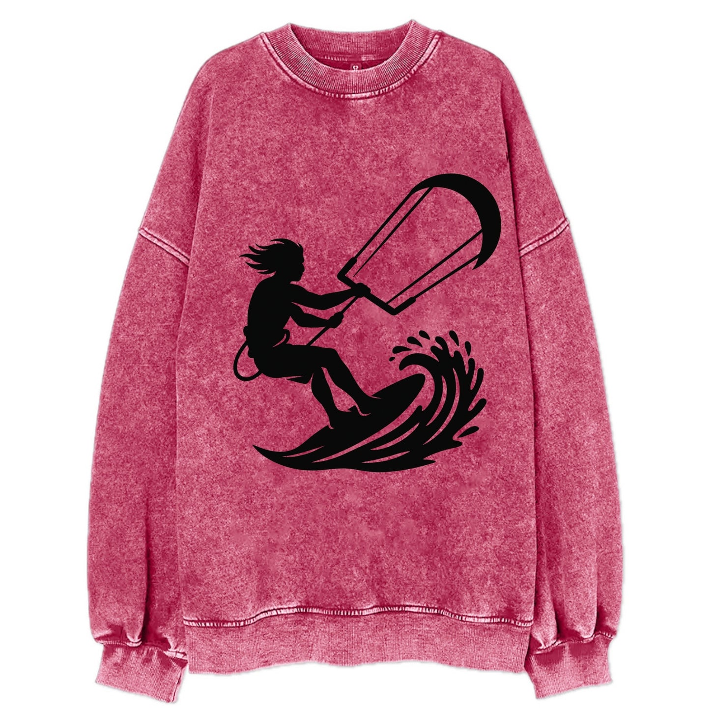 Kite surfer riding wave - Vintage Sweatshirt - Pink