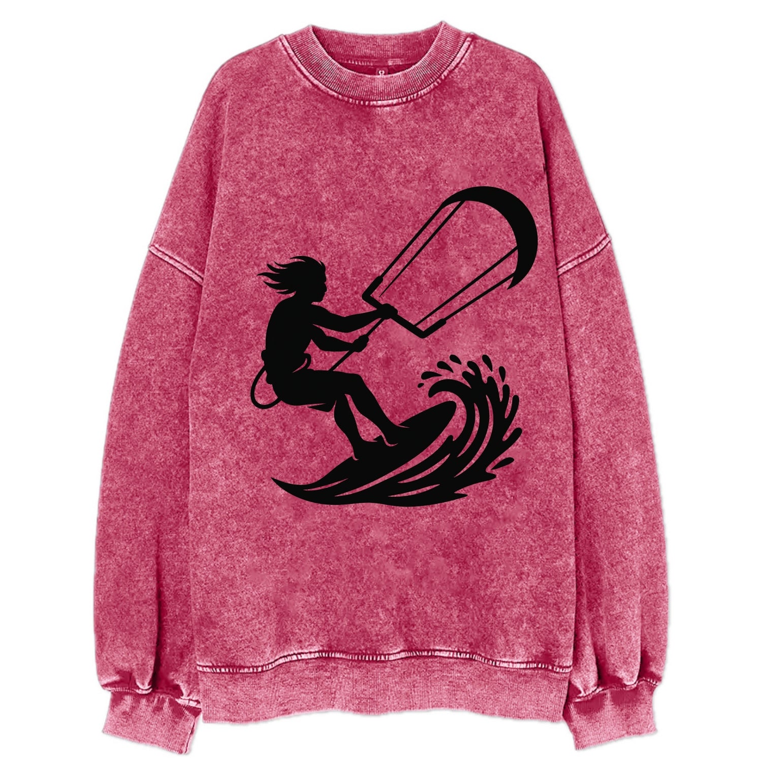 Kite surfer riding wave - Vintage Sweatshirt - Pink