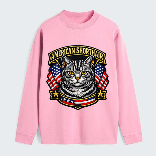 AMERICAN SHORTHAIR - classic american cat in silver tabby , - Classic Long Sleeve Shirt