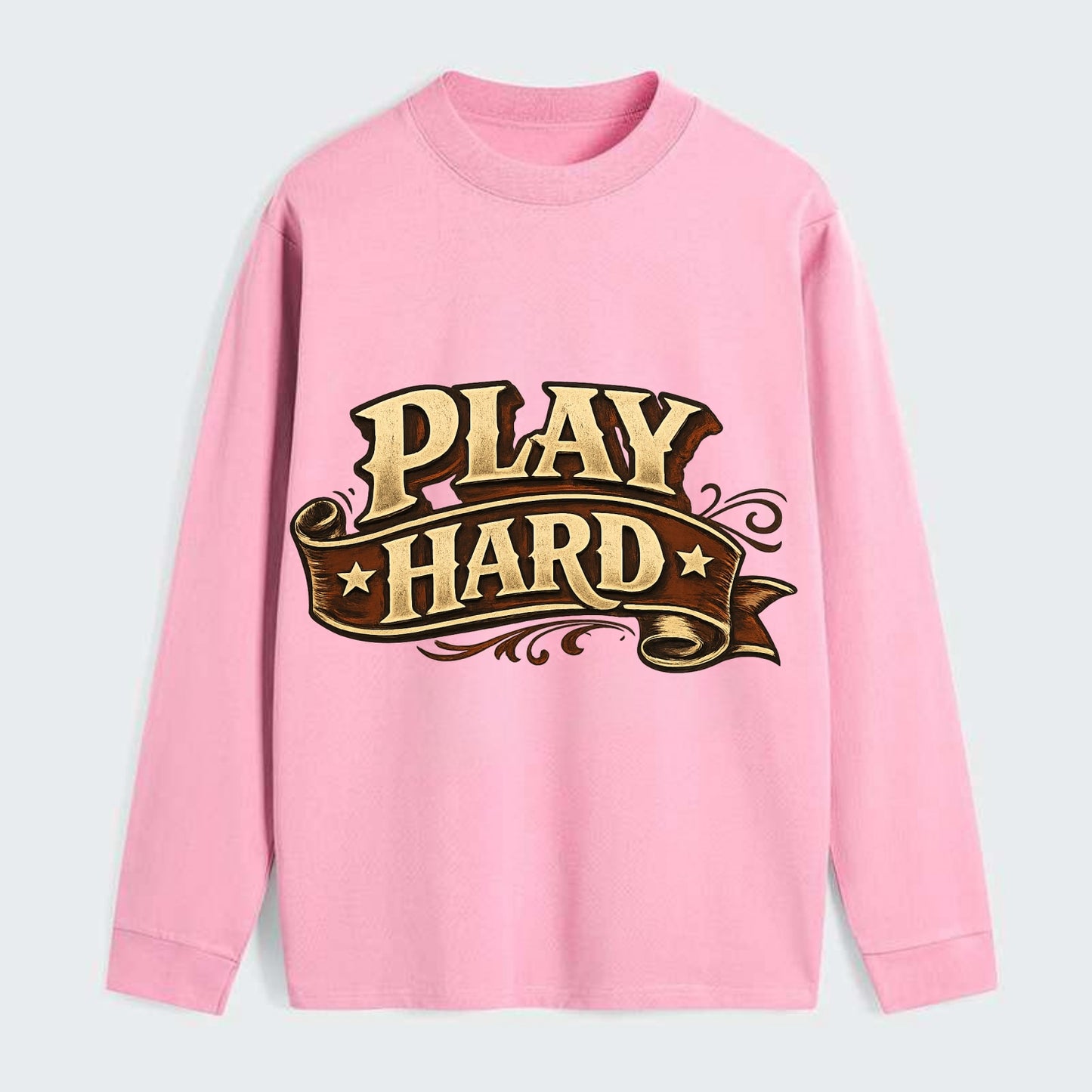 Bold typography design - "PLAY HARD" - giving your all, full effort - Classic Long Sleeve Shirt - Pink