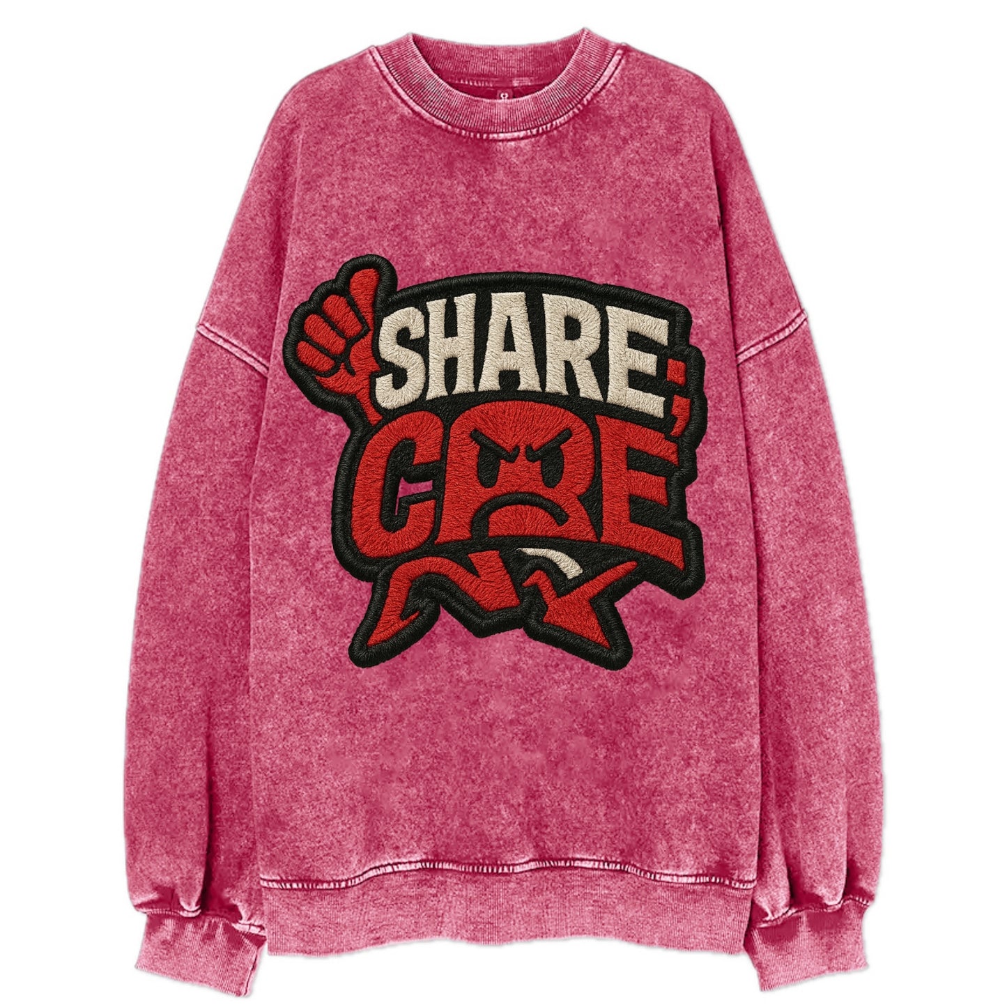 SHARE;CARE TOO MUCH Oversharer Green Hat - Vintage Sweatshirt - Pink
