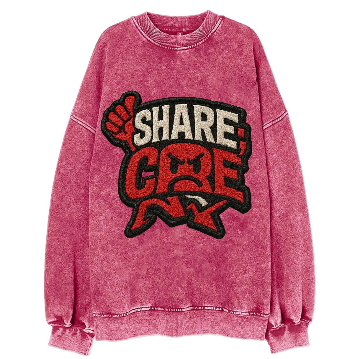 SHARE;CARE TOO MUCH Oversharer Green Hat - Vintage Sweatshirt - Pink