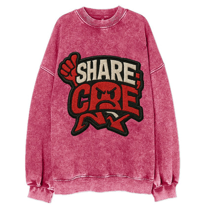 SHARE;CARE TOO MUCH Oversharer Green Hat - Vintage Sweatshirt - Pink