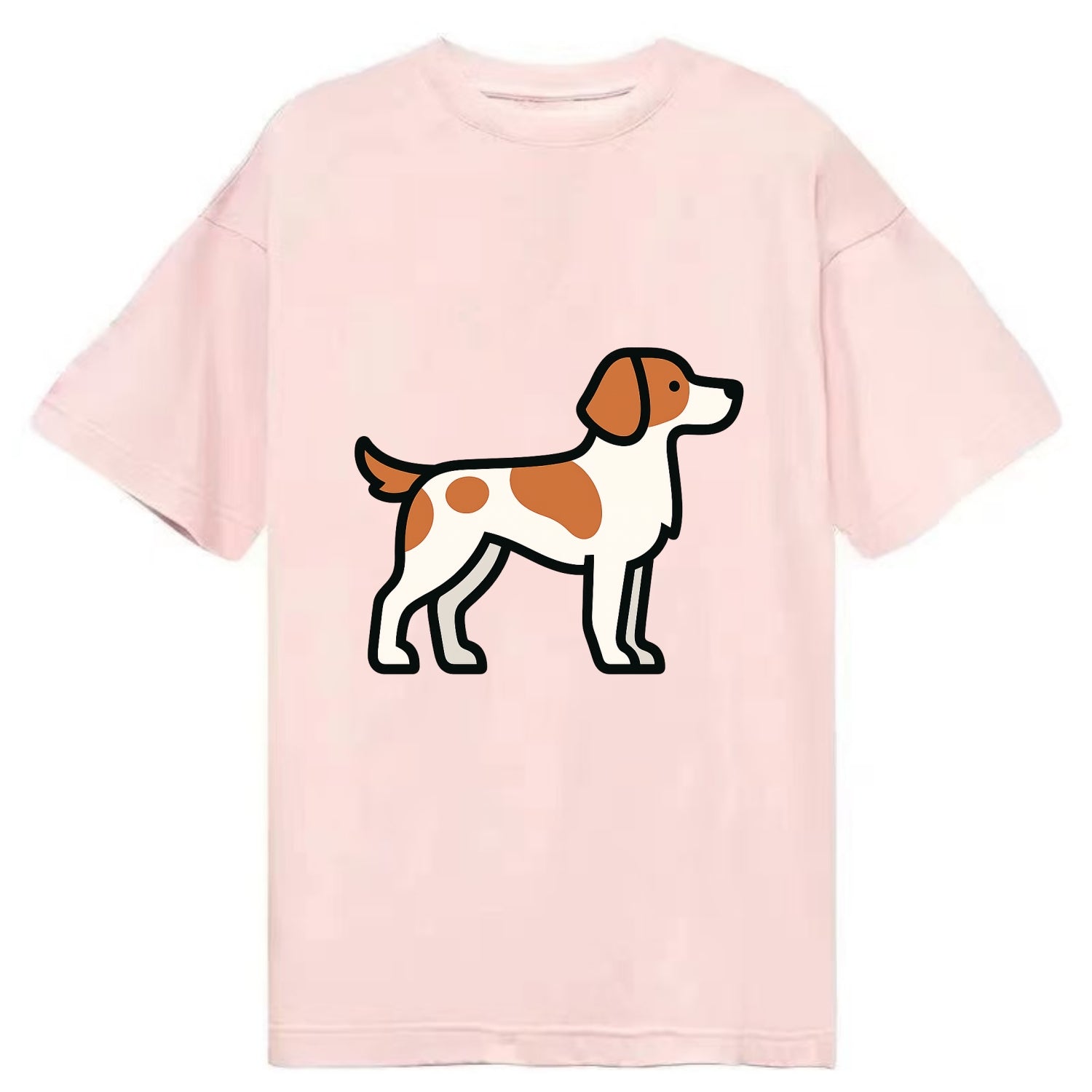 Brittany Spaniel - Orange and white flat side profile - Classic T-shirt - Pink