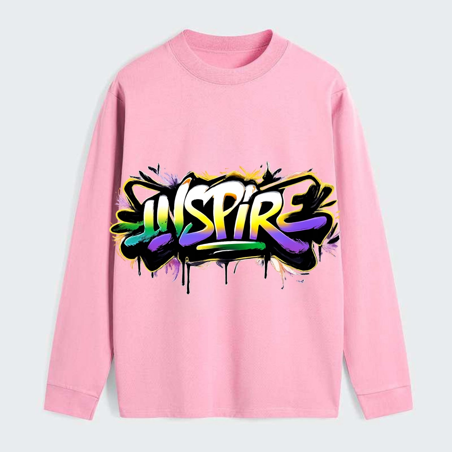 Bold typography design - "INSPIRE" - motivating others, being the spark - Classic Long Sleeve Shirt - Pink