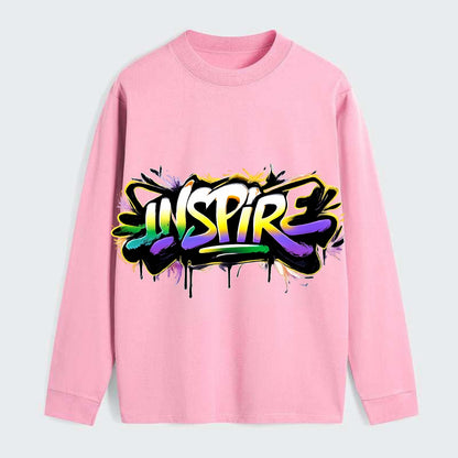 Bold typography design - "INSPIRE" - motivating others, being the spark - Classic Long Sleeve Shirt - Pink