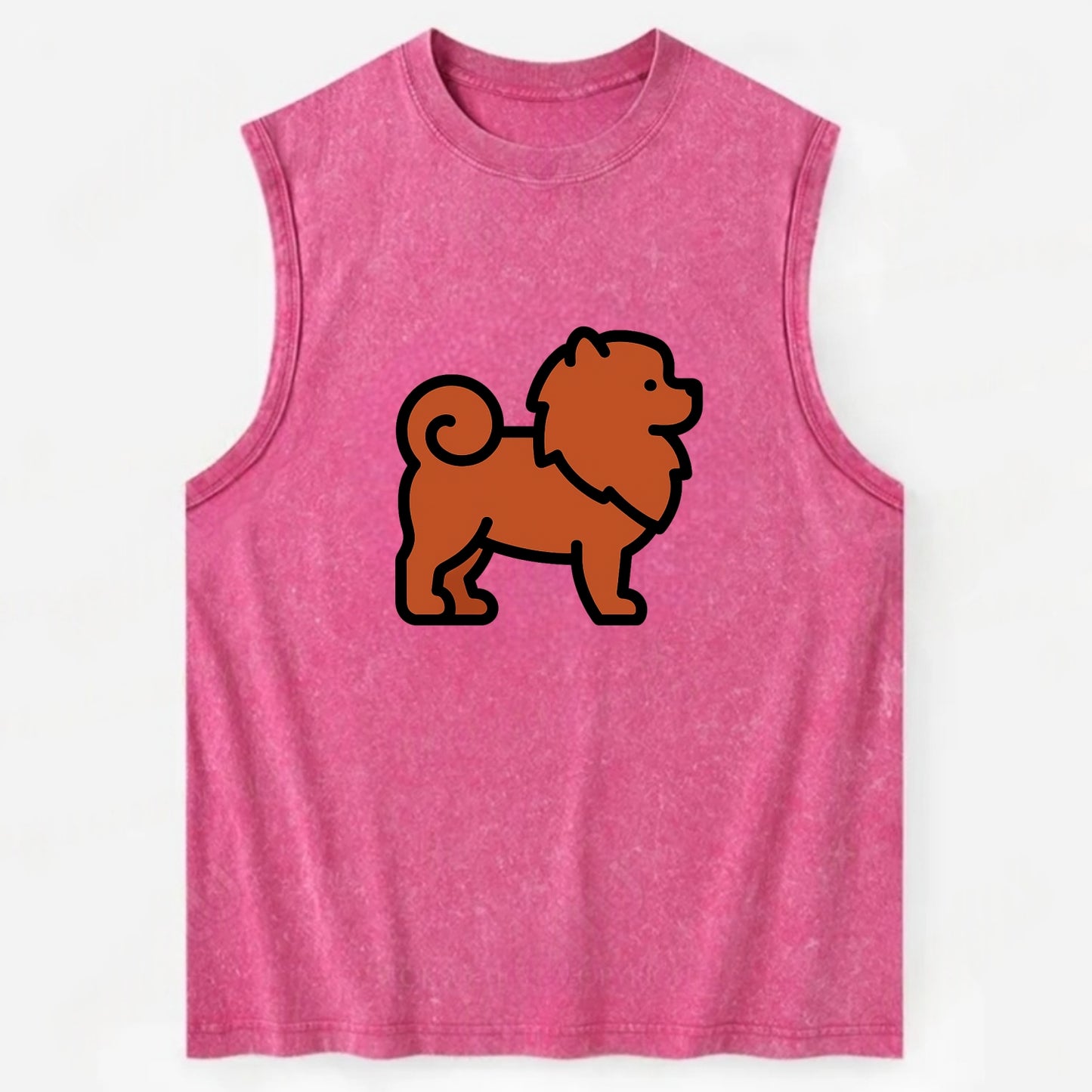 Chow Chow - Red fluffy flat side profile - Vintage Washed Tank - Pink