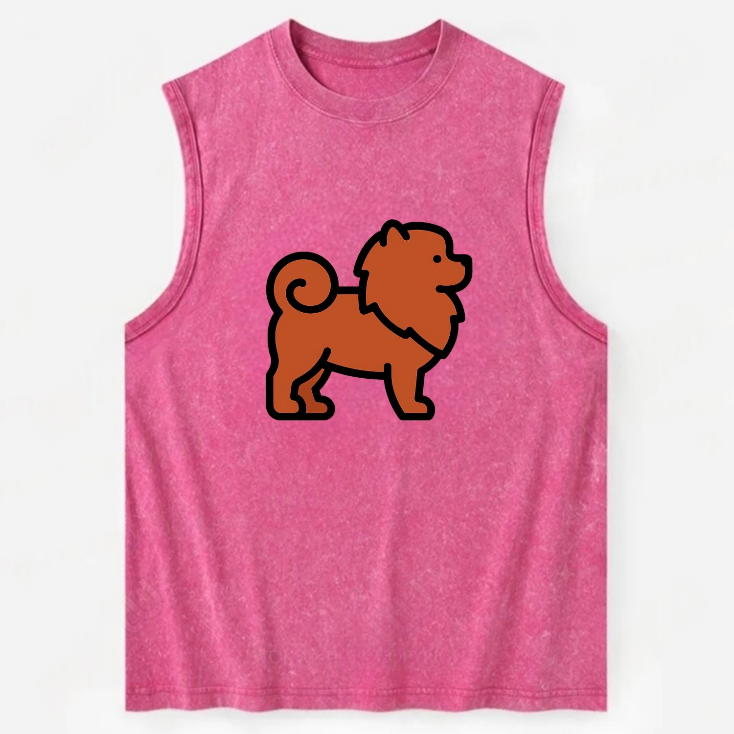 Chow Chow - Red fluffy flat side profile - Vintage Washed Tank - Pink