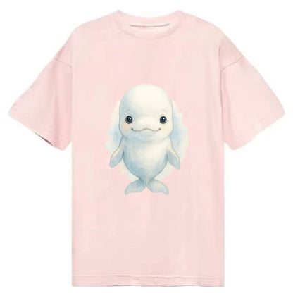 Baby Beluga Whale - pure white, rounded forehead, small eyes with big - Classic T-shirt - Pink