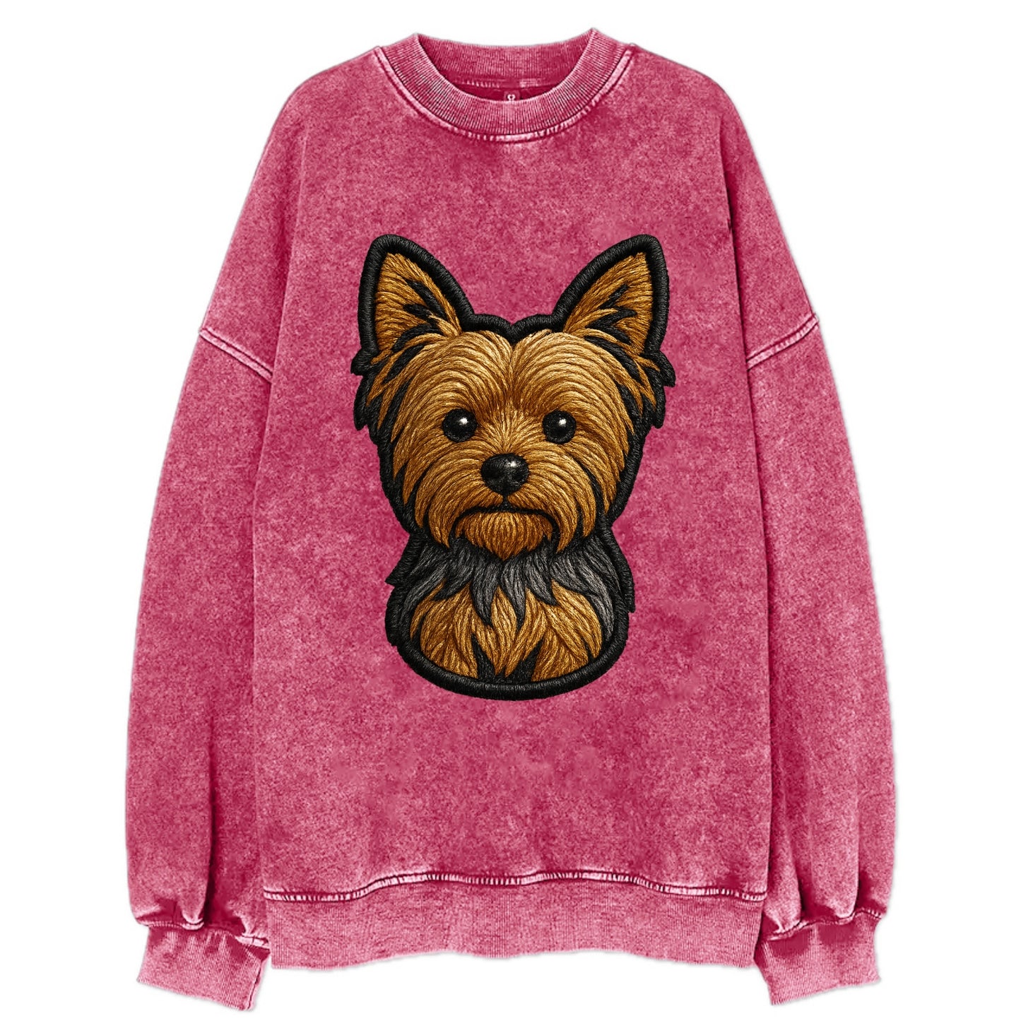 Yorkshire Terrier - Modern tiny dog logo - Vintage Sweatshirt - Pink