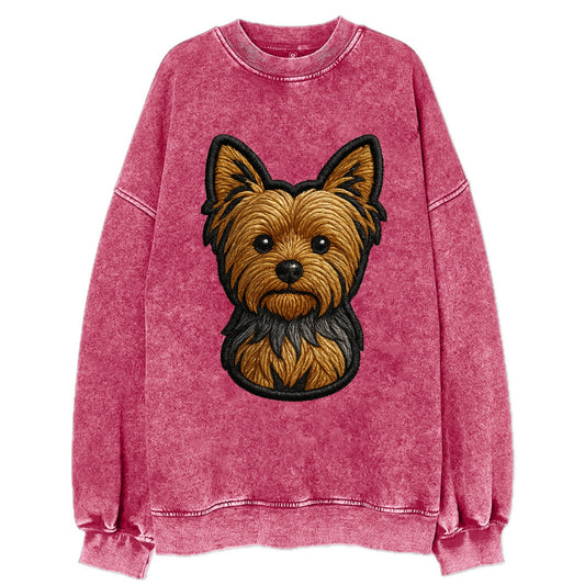 Yorkshire Terrier - Modern tiny dog logo - Vintage Sweatshirt - Pink
