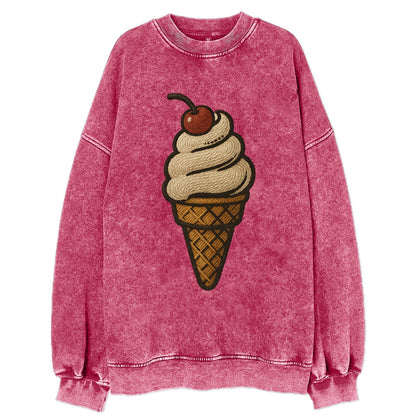 Ice Cream Cone  - Vintage Sweatshirt - Pink