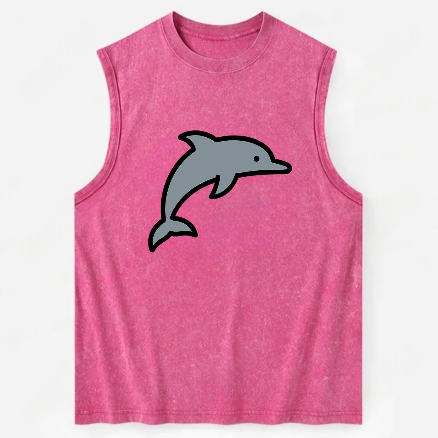Bottlenose Dolphin - Gray jumping pose flat side profile - Vintage Washed Tank - Pink