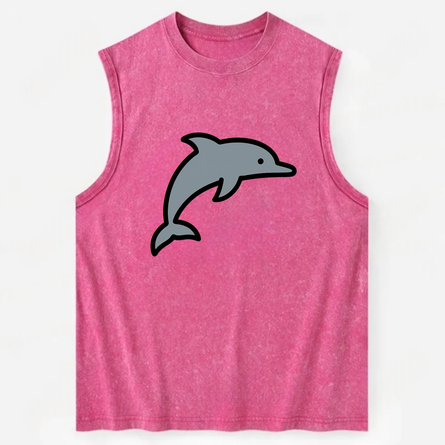 Bottlenose Dolphin - Gray jumping pose flat side profile - Vintage Washed Tank - Pink