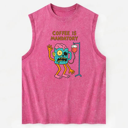 COFFEE IS MANDATORY | Zombie mug with IV drip - Vintage Washed Tank - Pink