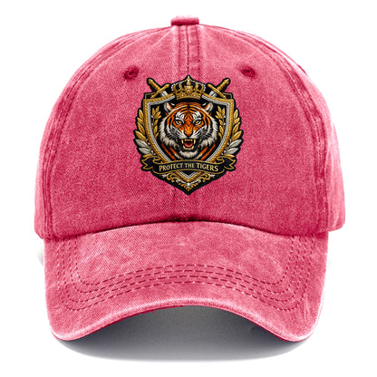 PROTECT THE TIGERS - tiger with shield in orange , big cat conservation - Classic Cap - Pomegranate Blush(Pink)