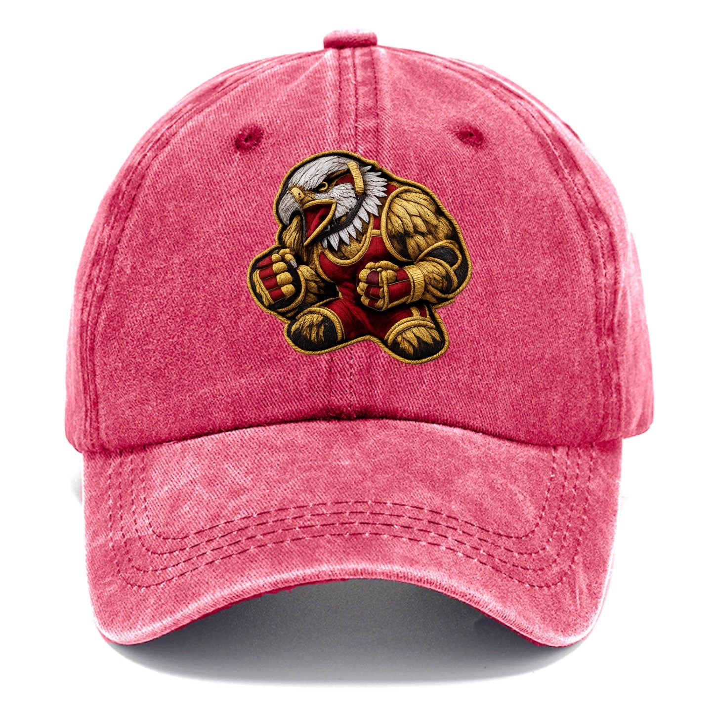 Embroidered patch design - WRESTLING EAGLE - fierce eagle with wrestling singlet in - Classic Cap - Pomegranate Blush(Pink)