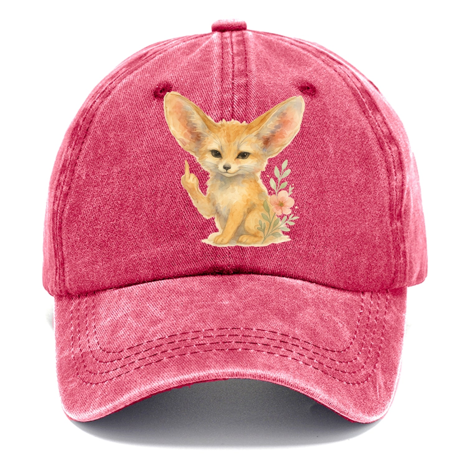 tiny fennec fox with oversized ears, one small paw raised in sass - Classic Cap - Pomegranate Blush(Pink)