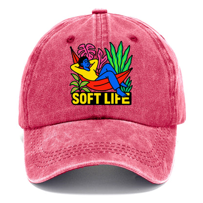 Person relaxing in hammock with plants - "soft life" aesthetic, peaceful living goals - Classic Cap - Pomegranate Blush(Pink)