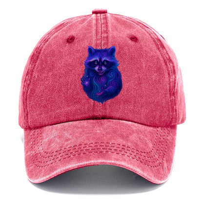 Playful raccoon with mask swirling in hypnotic patterns, neon purple and green fur - Classic Cap - Pomegranate Blush(Pink)