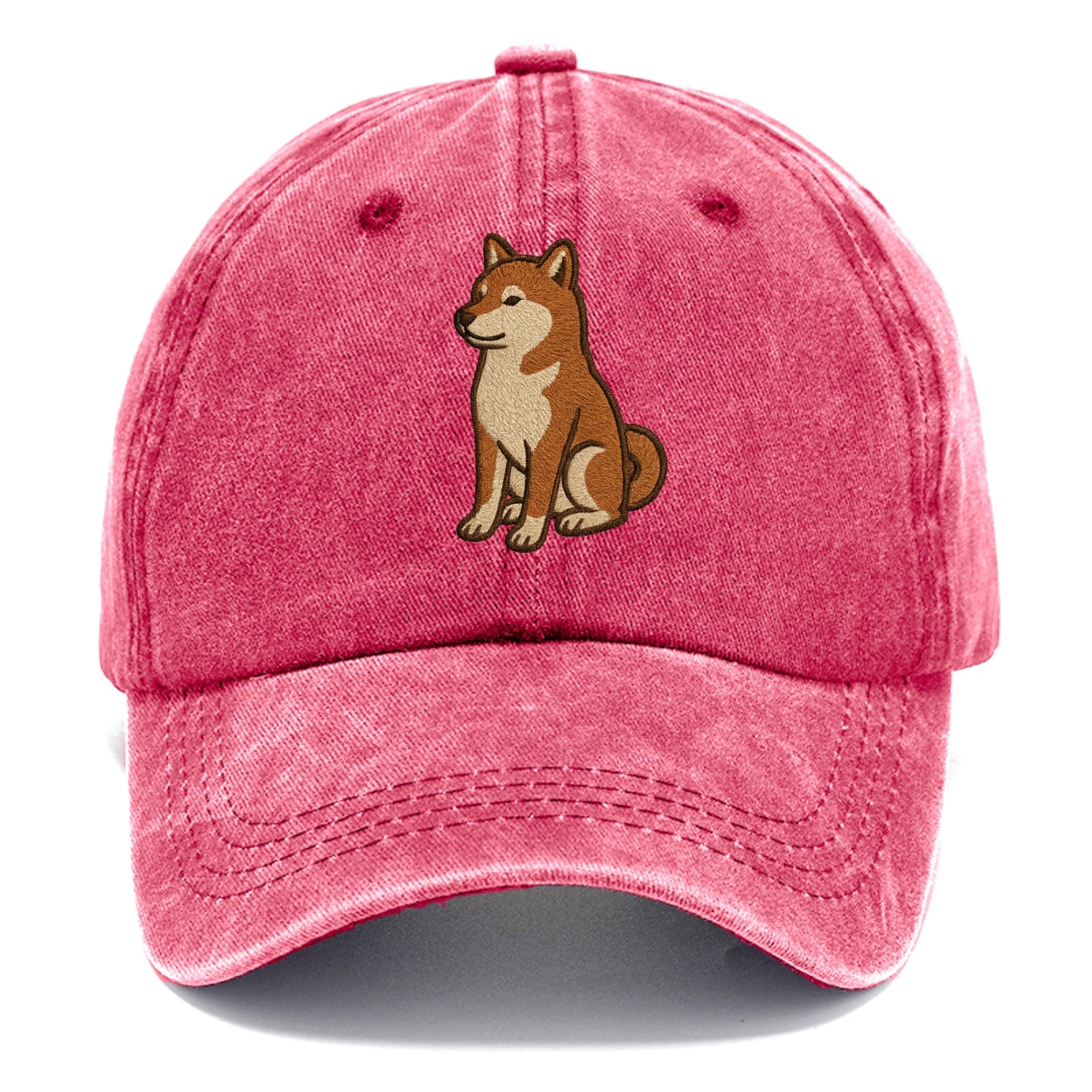 Shiba Inu - Red sesame embroidered sitti Classic Cap - Pomegranate Blush(Pink)