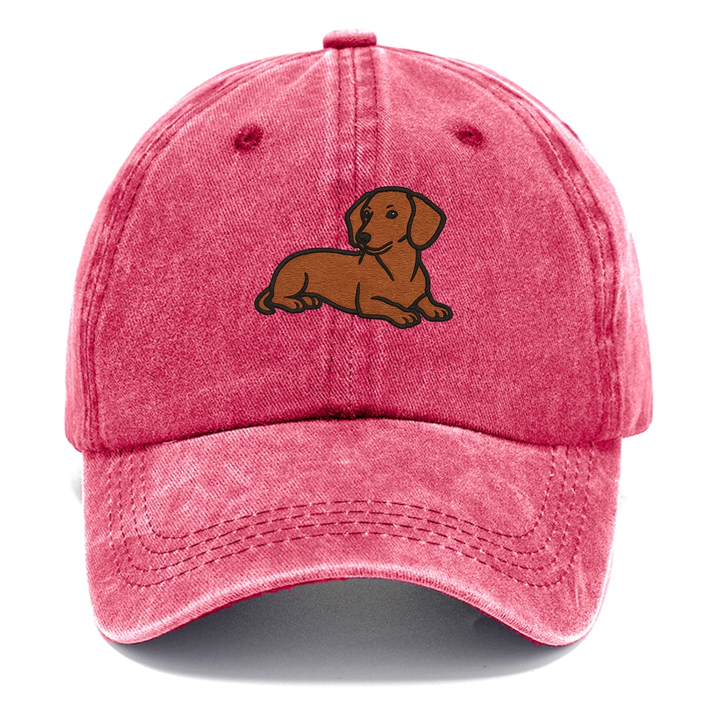 Dachshund - Red smooth relaxed lying dow Classic Cap - Pomegranate Blush(Pink)