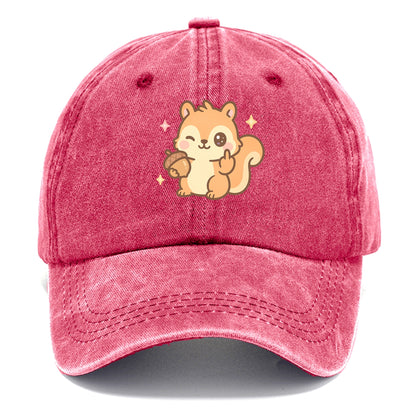 sweet squirrel holding acorn in one paw, flipping off with the other - Classic Cap - Pomegranate Blush(Pink)