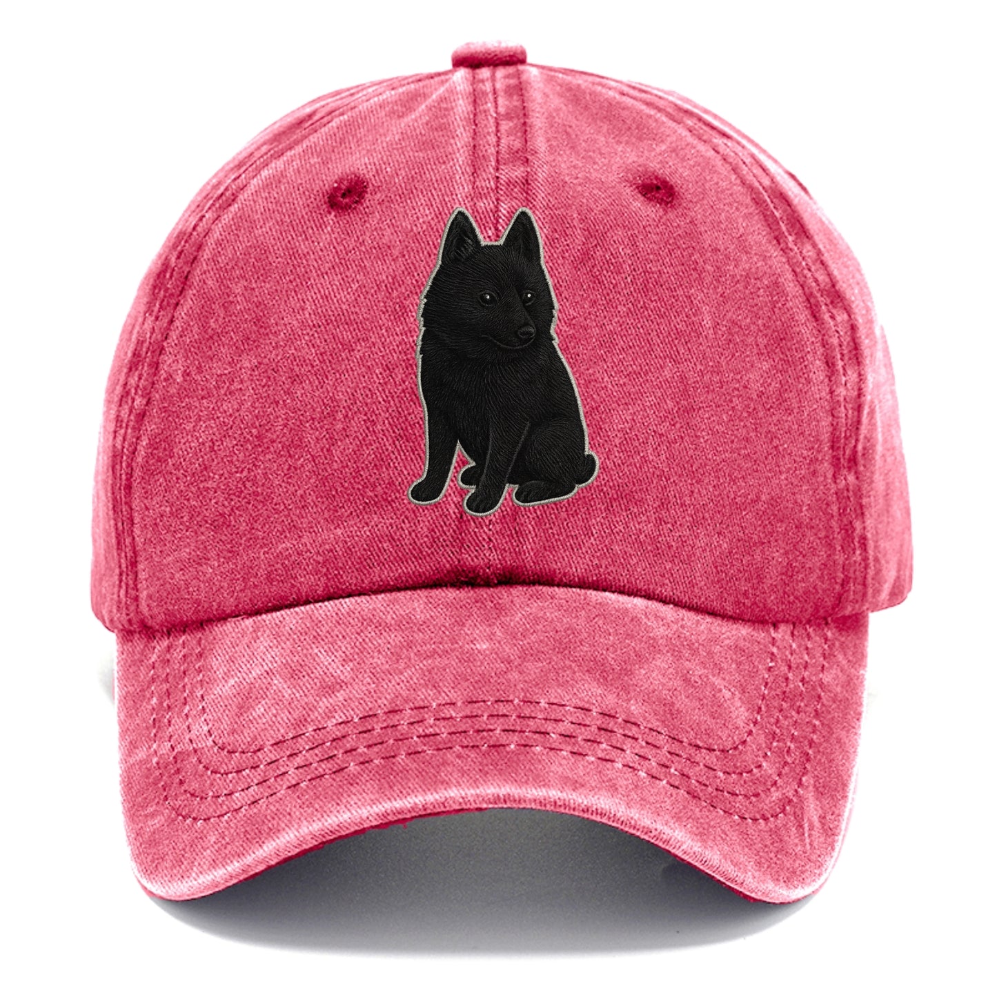 Schipperke - Solid black small embroidered sitting pose - Classic Cap - Pomegranate Blush(Pink)