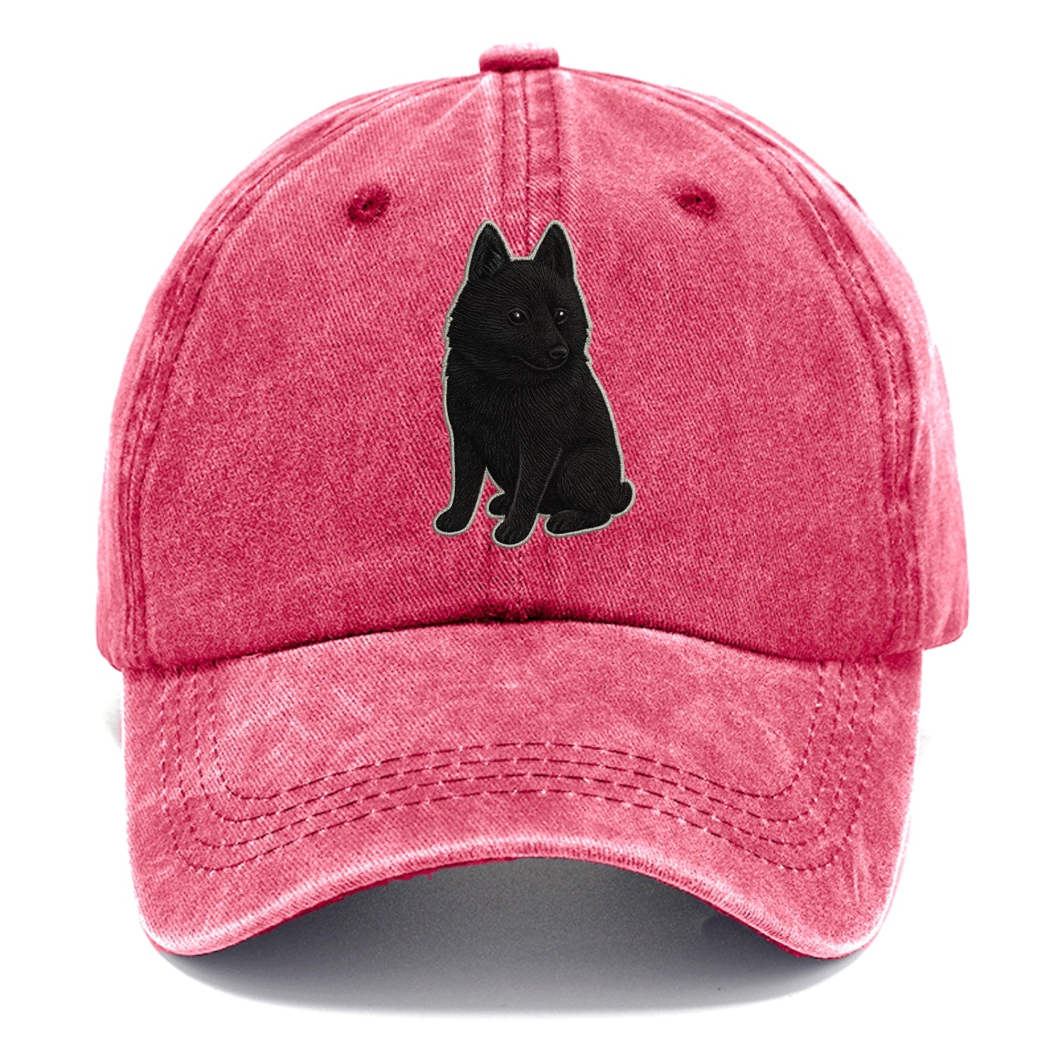 Schipperke - Solid black small embroidered sitting pose - Classic Cap - Pomegranate Blush(Pink)