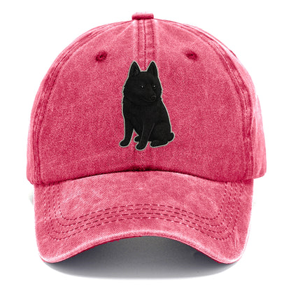 Schipperke - Solid black small embroidered sitting pose - Classic Cap - Pomegranate Blush(Pink)