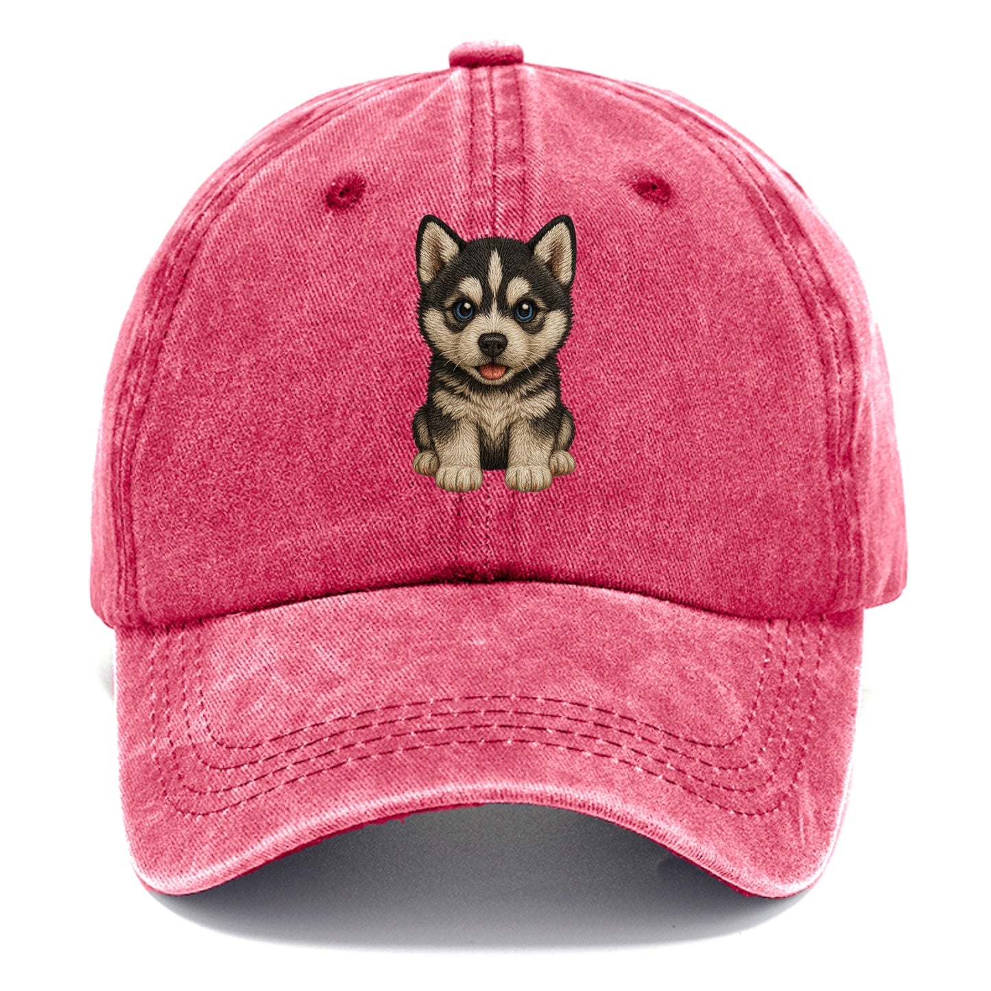 Baby Siberian Husky Puppy - blue or bi-colored eyes, fluffy coat, wolf-like, - Classic Cap - Pomegranate Blush(Pink)